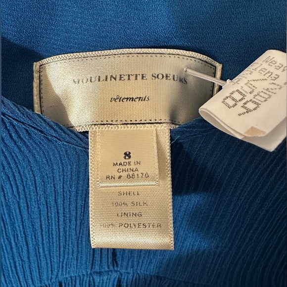 MOULINETTE SOEURS Anthropologie 8 Royal Blue Silk After Party Dress Empire Waist - Picture 5 of 10